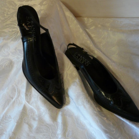 Franco Sarto Black and Wine Leather Kitten heel Pumps - Picture 16 of 16